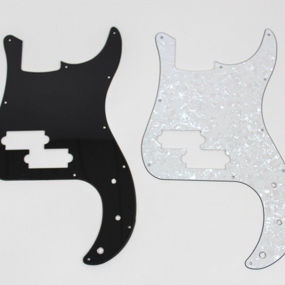 Fender Precision Bass pickguards; black, white pearloid