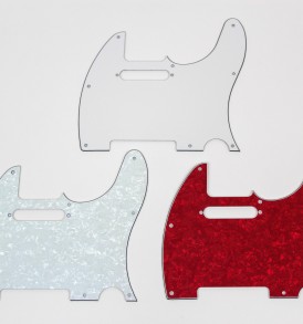 Fender Telecaster Pickguards; white, white pearloid, red pearloid